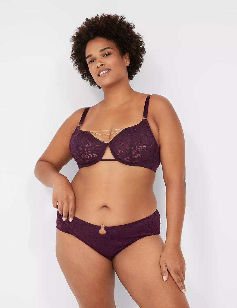 Burgundy Lane Bryant Jewelry Demi Women Unlined Bra | FRD4017IV