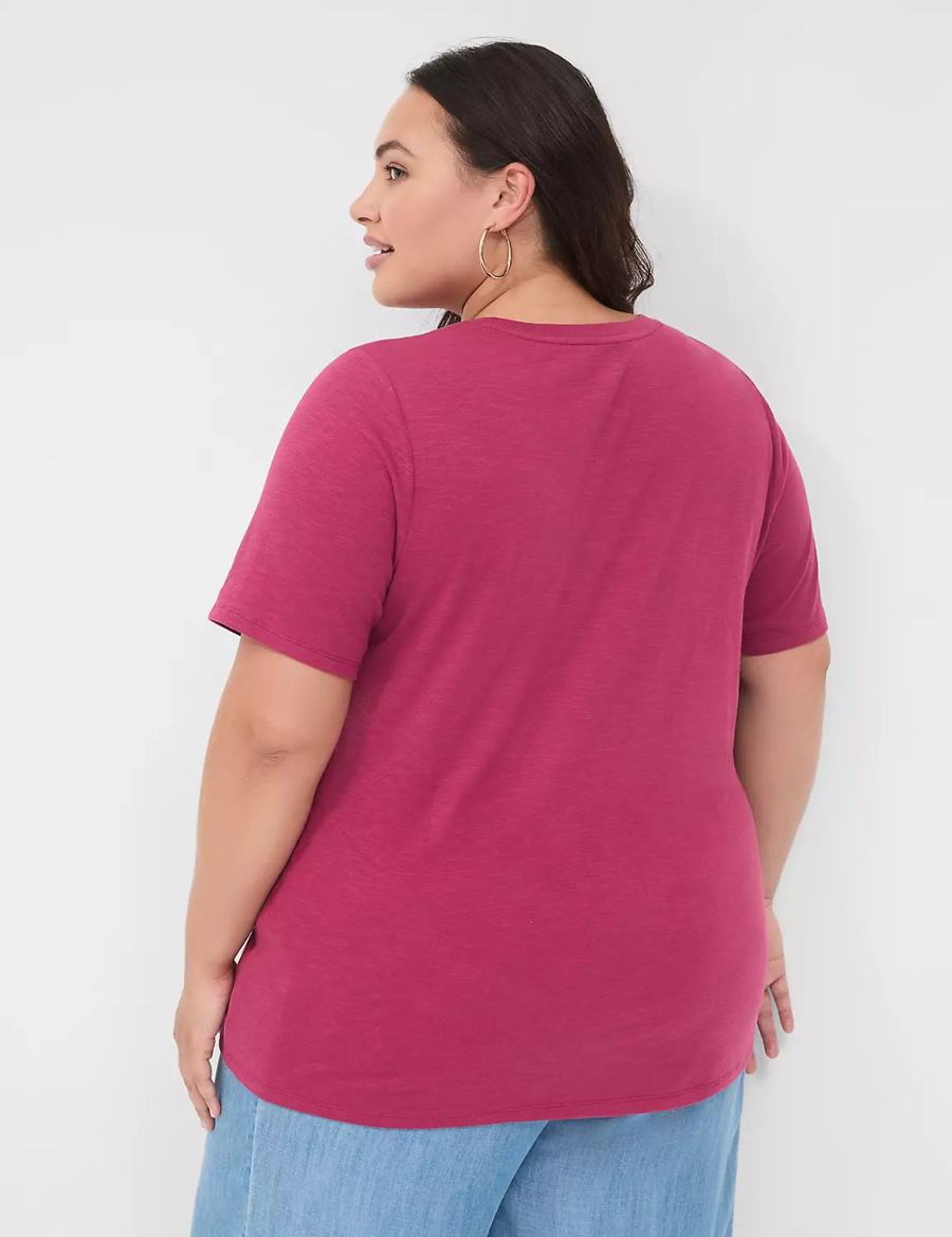 Burgundy Lane Bryant Perfect Sleeve Crew-Neck Tee Women T Shirts | VMP2520DX