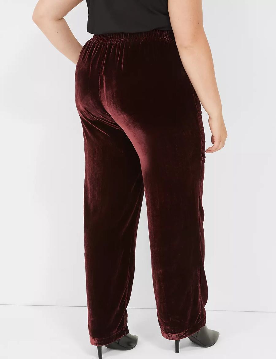 Burgundy Lane Bryant Pull-On Velvet Straight Leg Women Pants | MJA3186UN