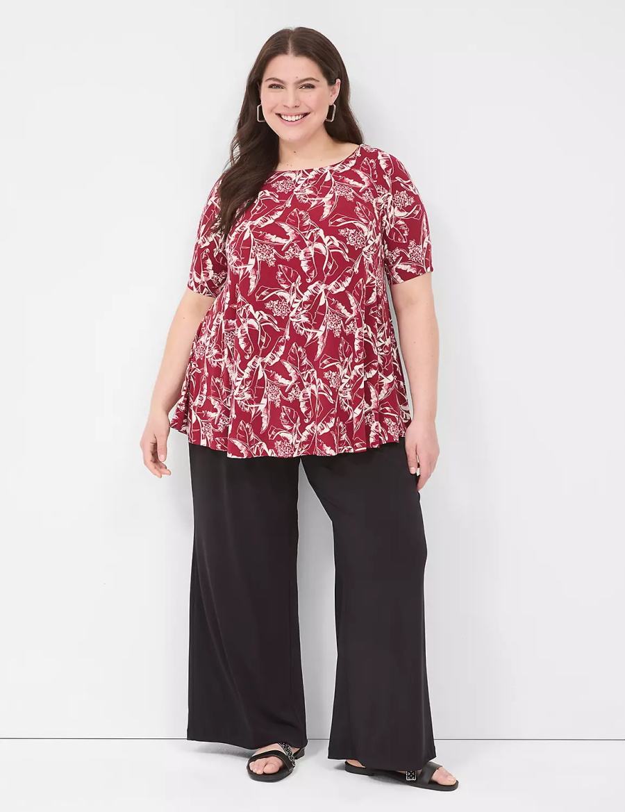 Burgundy Lane Bryant Swing Boatneck Top Women T Shirts | NIO7688NC