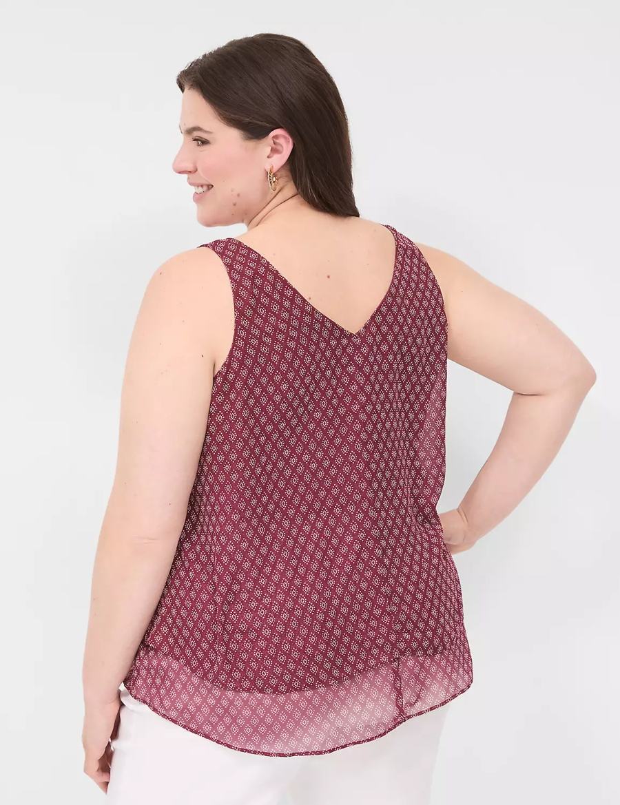 Burgundy Lane Bryant Swing Double-Layer Chiffon Women Tank Top | PAB456XP