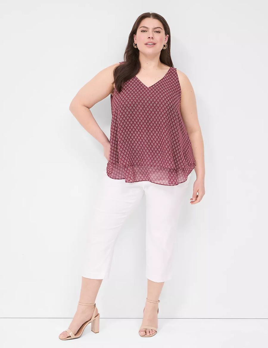 Burgundy Lane Bryant Swing Double-Layer Chiffon Women Tank Top | PAB456XP