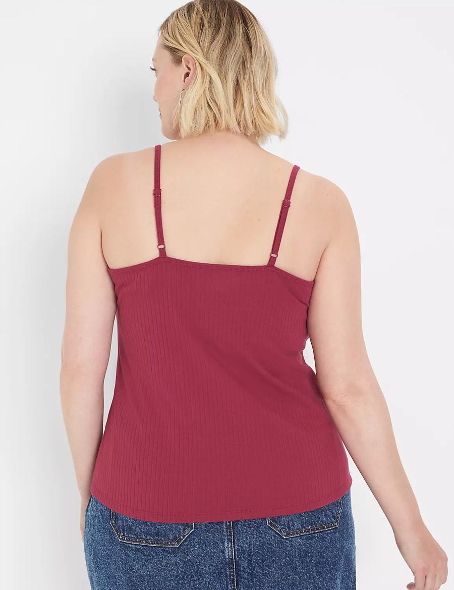 Burgundy Lane Bryant V-Neck Rib Cami Women Tank Top | VGL741NE