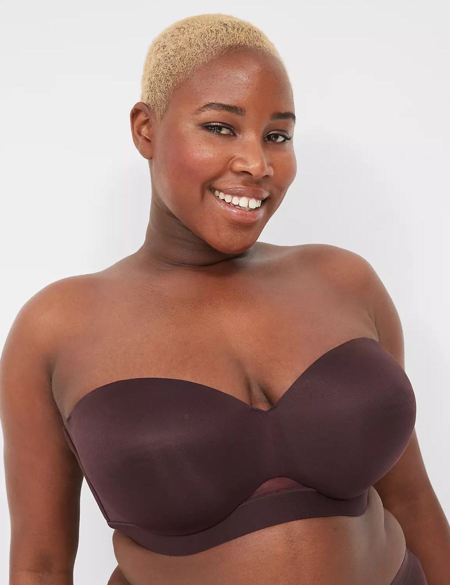 Chocolate Purple Lane Bryant Comfort Bliss Lightly Lined Multi-Way Women Strapless Bra | NEW5768IM