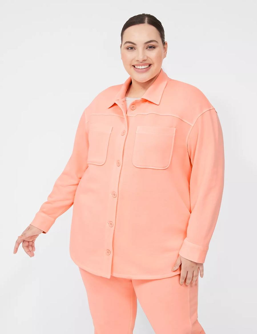 Coral Lane Bryant LIVI Button-Front French Terry Shacket Women Shirts | HRO449II