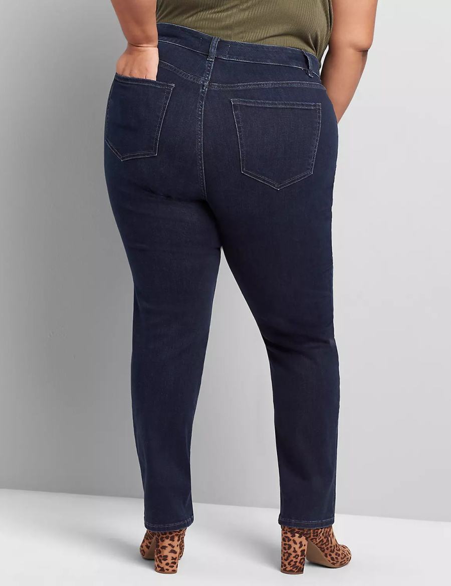 Dark Blue Lane Bryant Curvy Fit High-Rise Straight Women Jeans | ESW4545NP