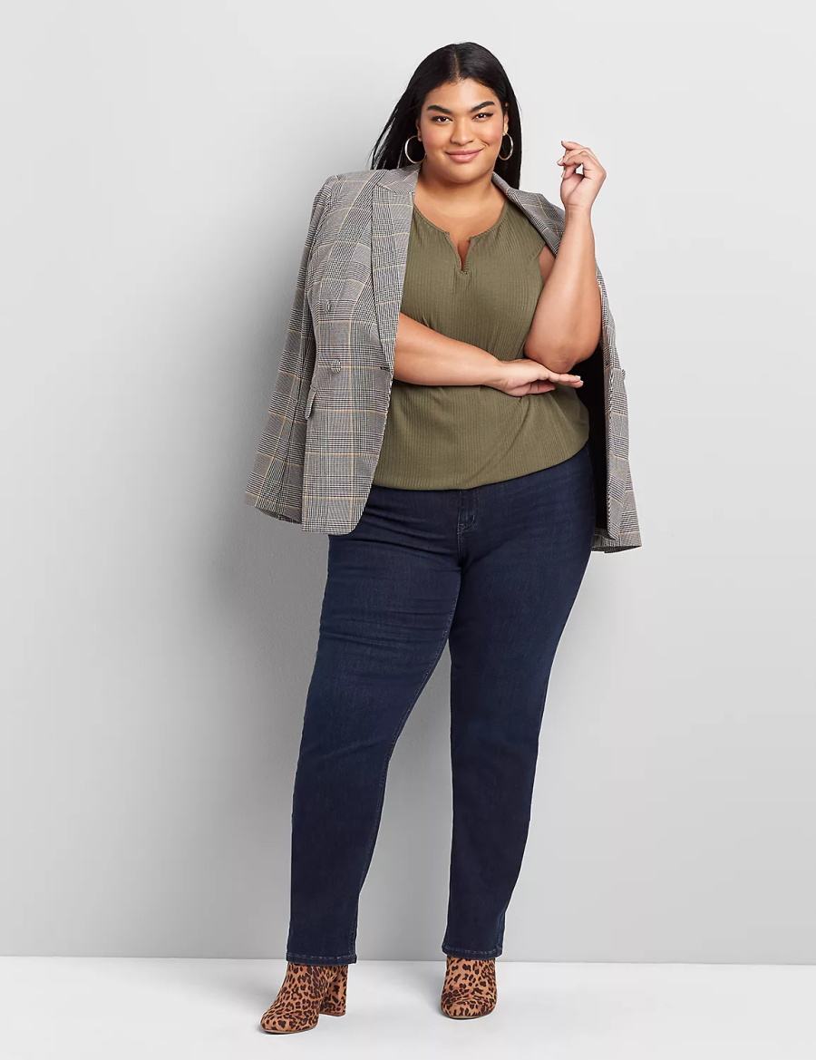 Dark Blue Lane Bryant Curvy Fit High-Rise Straight Women Jeans | ESW4545NP