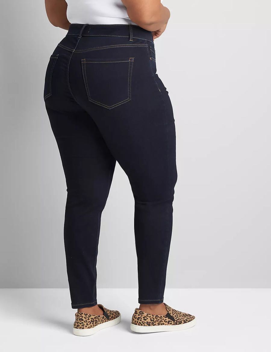 Dark Blue Lane Bryant Curvy Fit High-Rise Sateen Skinny Women Jeans | ZYE201VQ