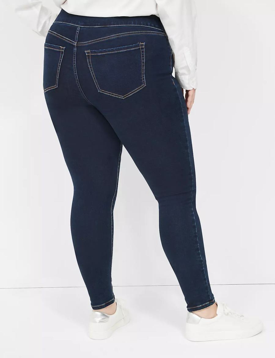 Dark Blue Lane Bryant High-Rise Sateen Pull-On Women Jeggings | PVK6052GP