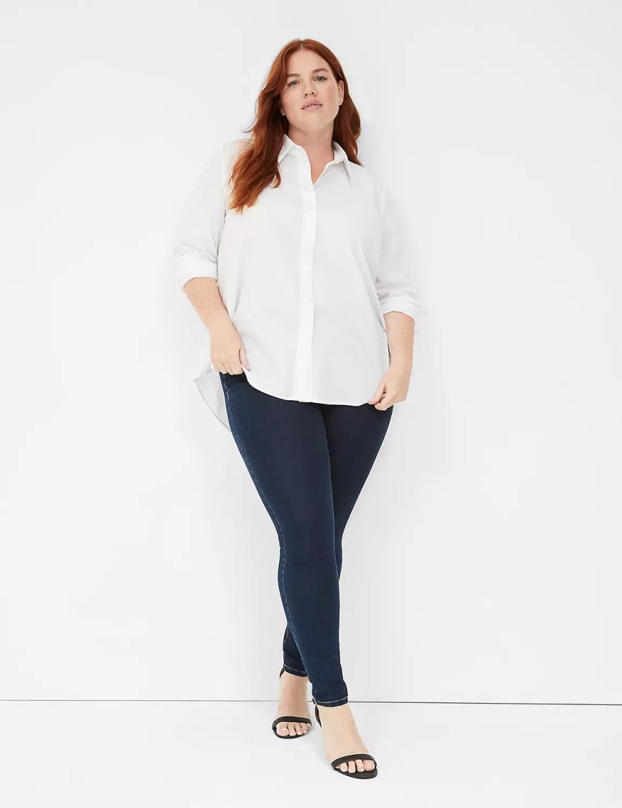 Dark Blue Lane Bryant High-Rise Sateen Pull-On Women Jeggings | PVK6052GP