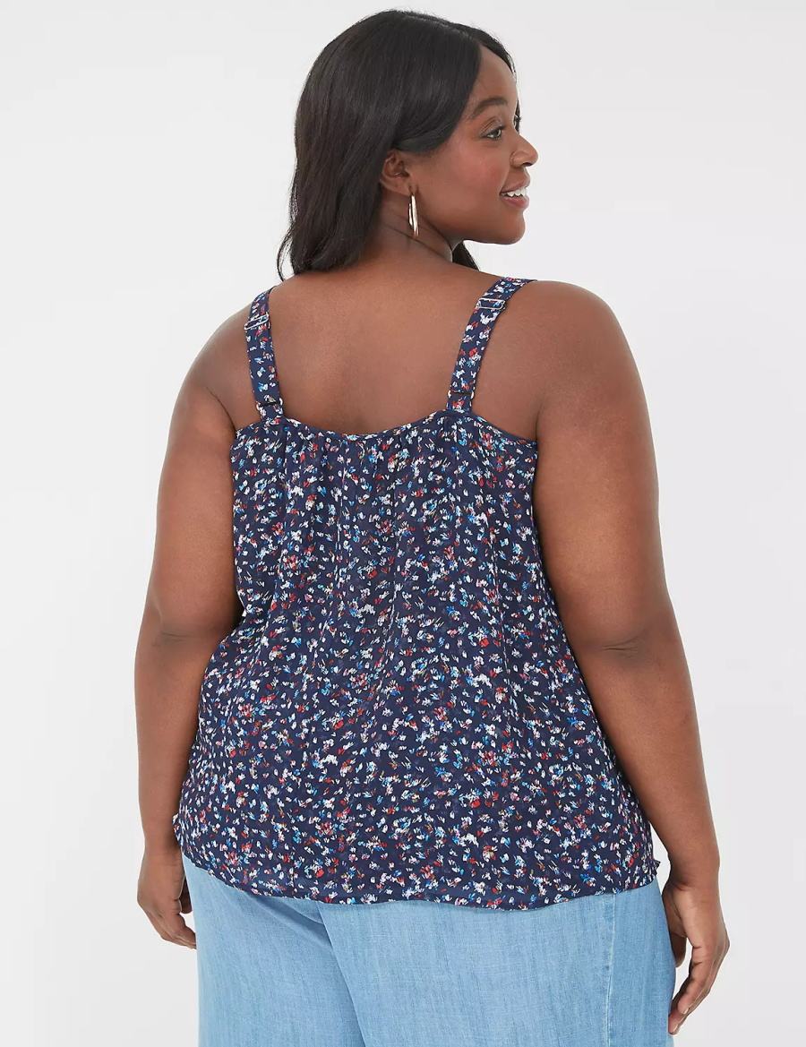 Dark Blue Lane Bryant Scoop-Neck Cami Women Tank Top | YQI5024MS