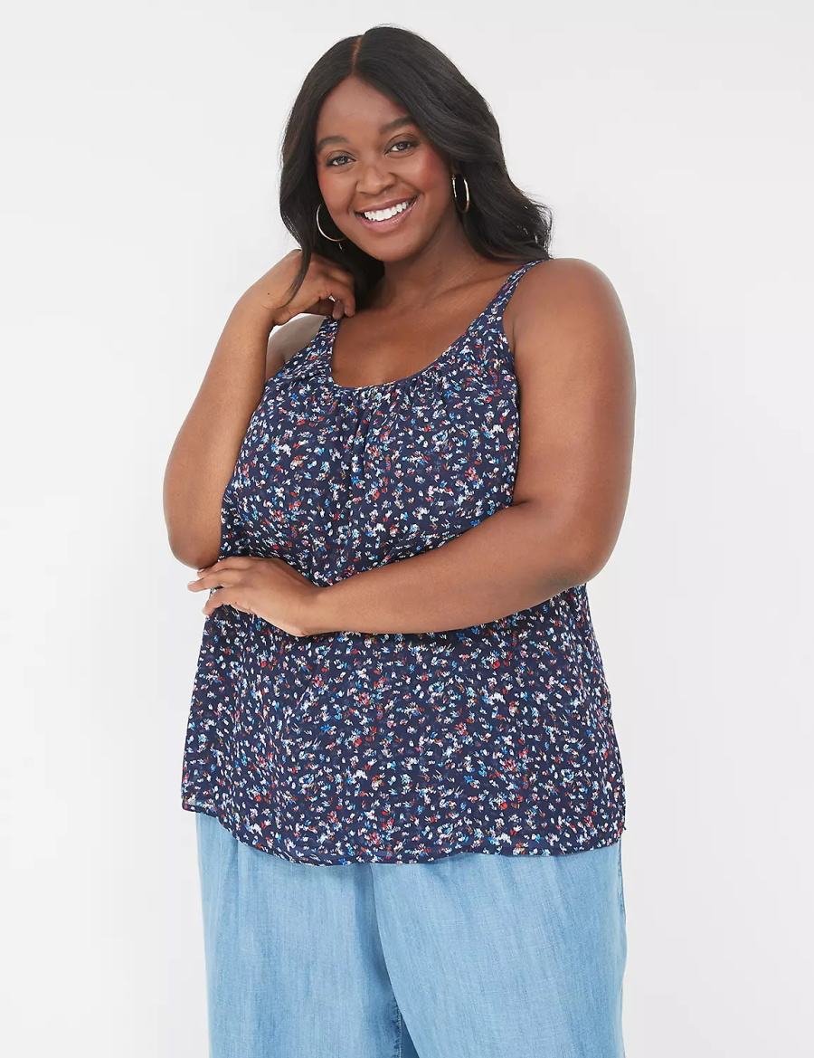 Dark Blue Lane Bryant Scoop-Neck Cami Women Tank Top | YQI5024MS