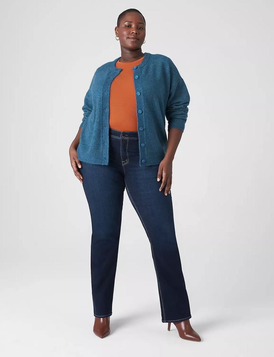 Dark Blue Lane Bryant Seven7 Boot With Back Pocket Embroidery Women Jeans | IXY514WP