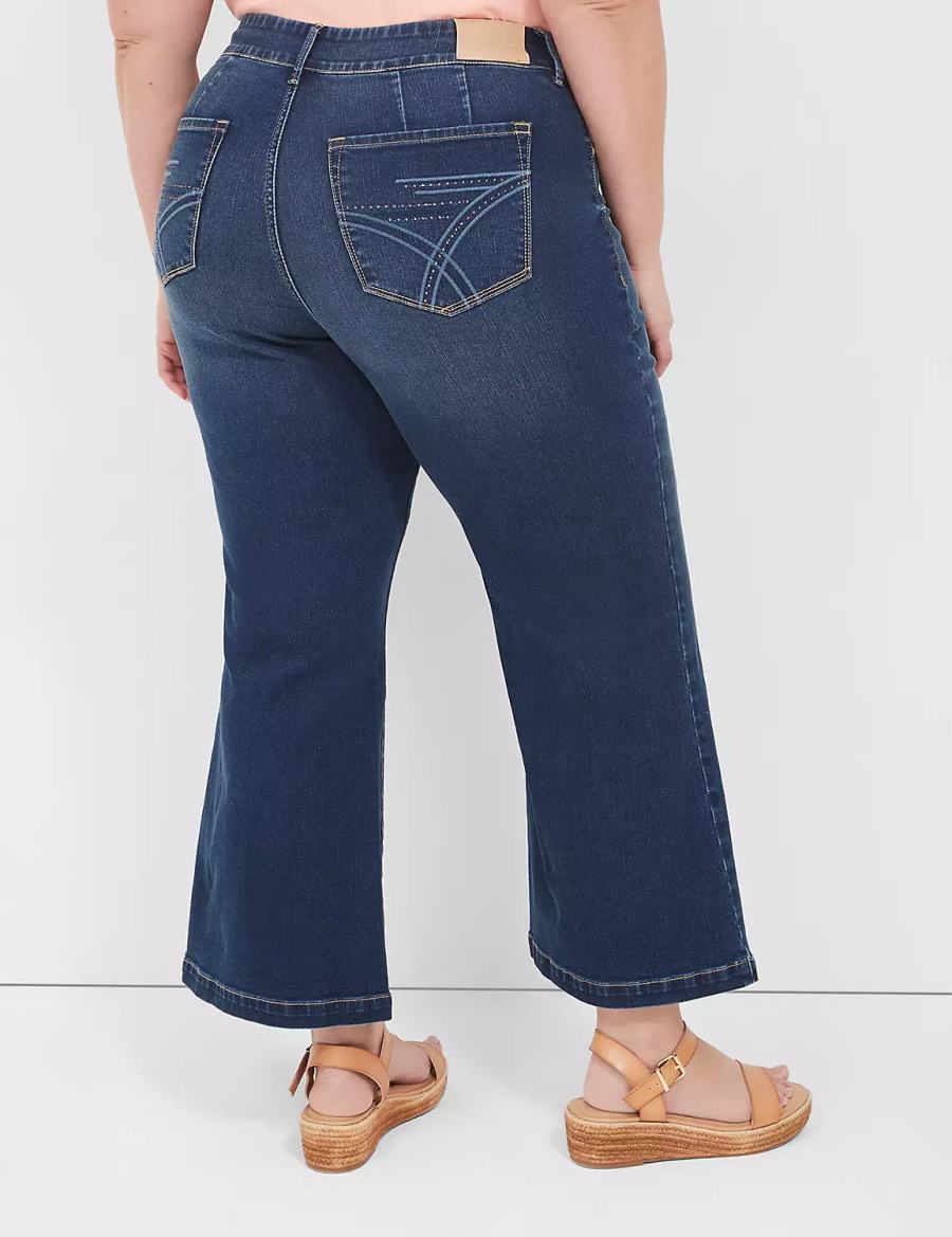 Dark Blue Lane Bryant Seven7 Pull-On Weekender Cropped With Embellished Pockets Women Jeans | COL3235MZ