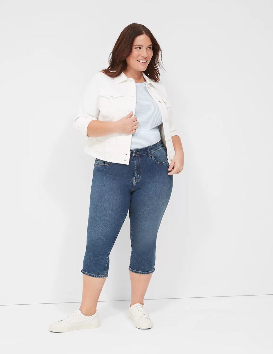 Dark Blue Lane Bryant Signature Fit High-Rise Pedal Women Jeans | RHX2362ZD