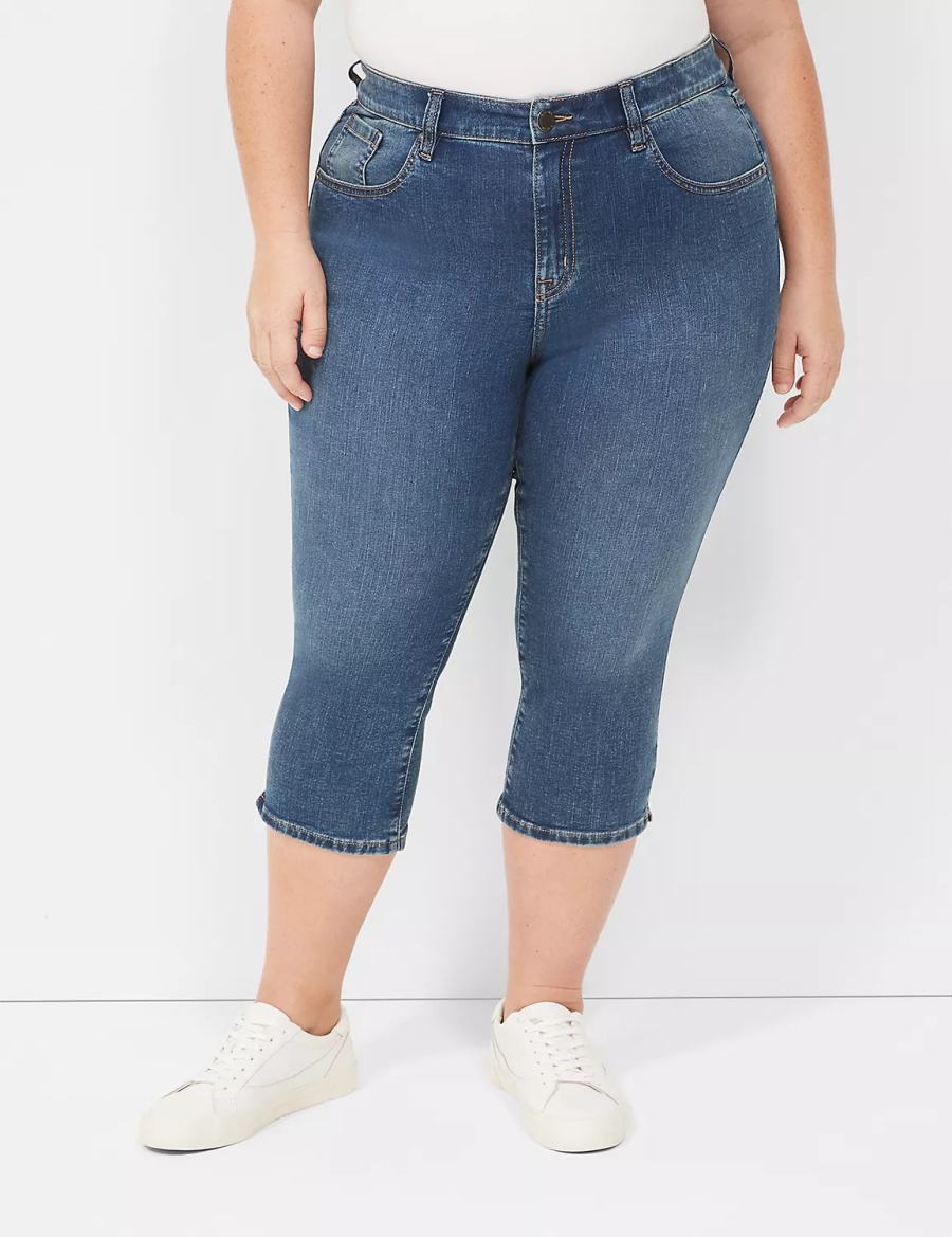 Dark Blue Lane Bryant Signature Fit High-Rise Pedal Women Jeans | RHX2362ZD