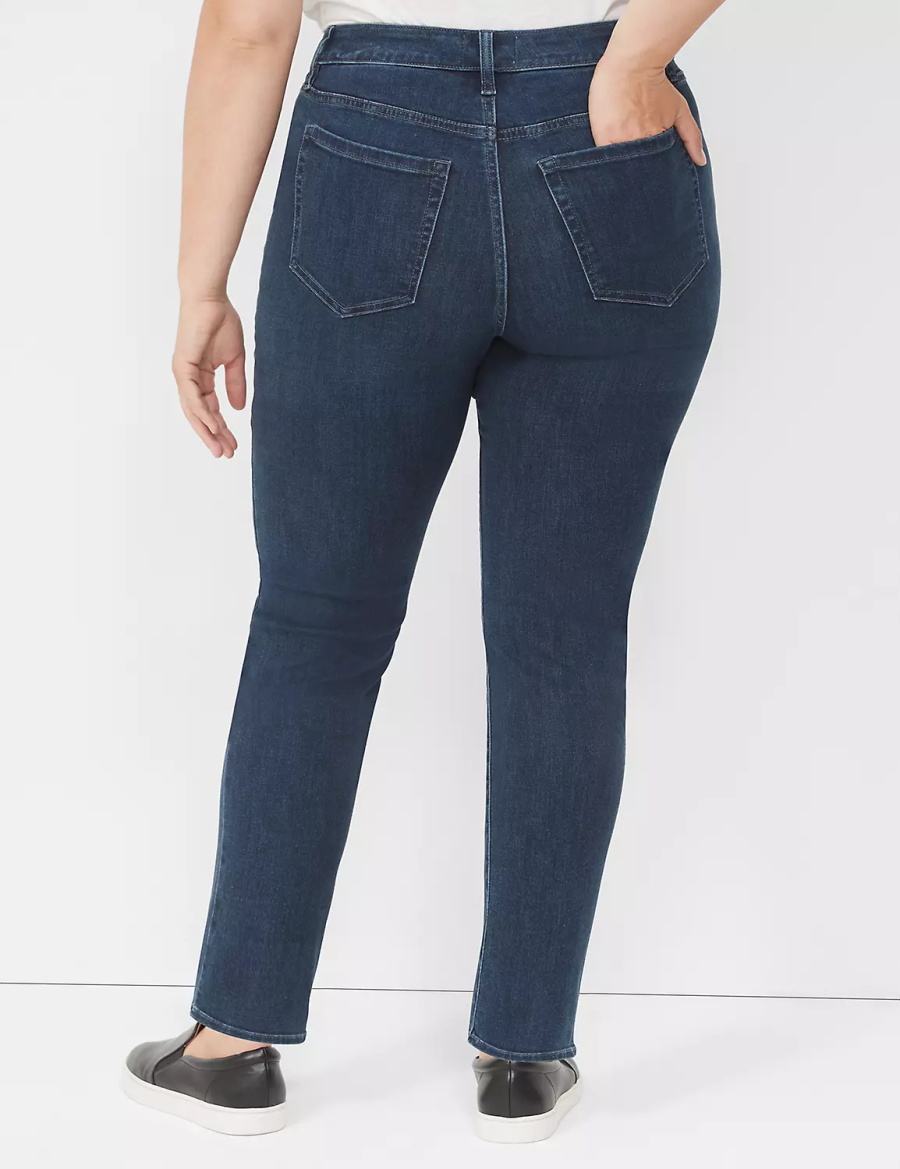 Dark Blue Lane Bryant Signature Fit Straight - Everyday Dark Wash Women Jeans | WSP8181VA