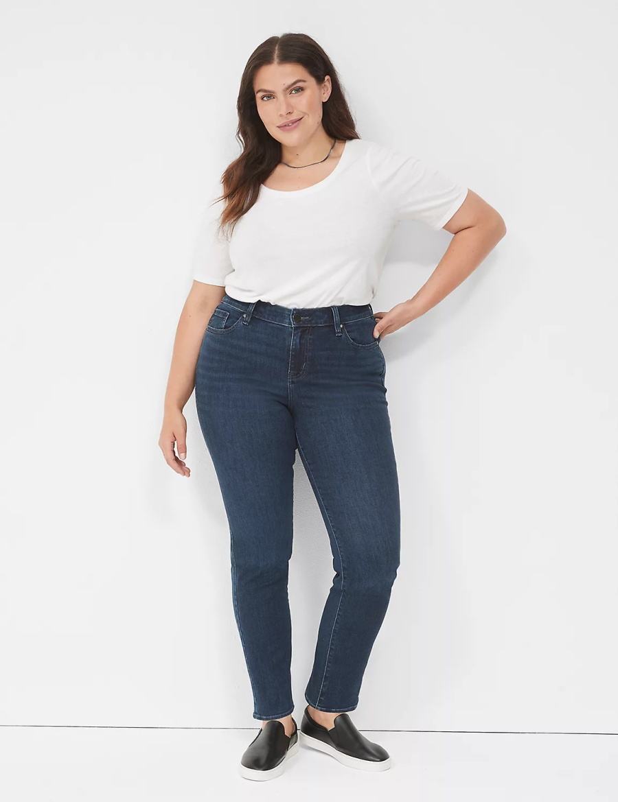 Dark Blue Lane Bryant Signature Fit Straight - Everyday Dark Wash Women Jeans | WSP8181VA