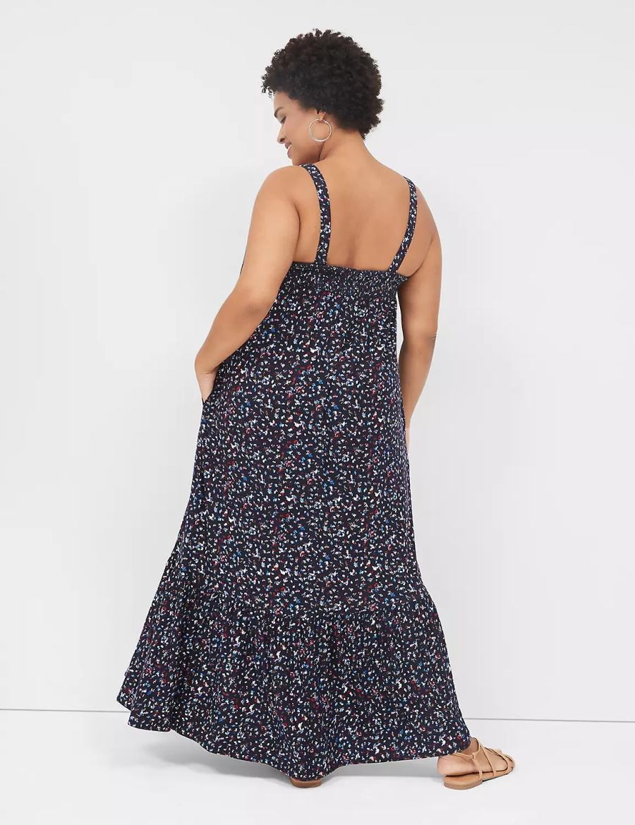 Dark Blue Lane Bryant Square-Neck Convertible-Strap Women Maxi Dress | DCP1455HB