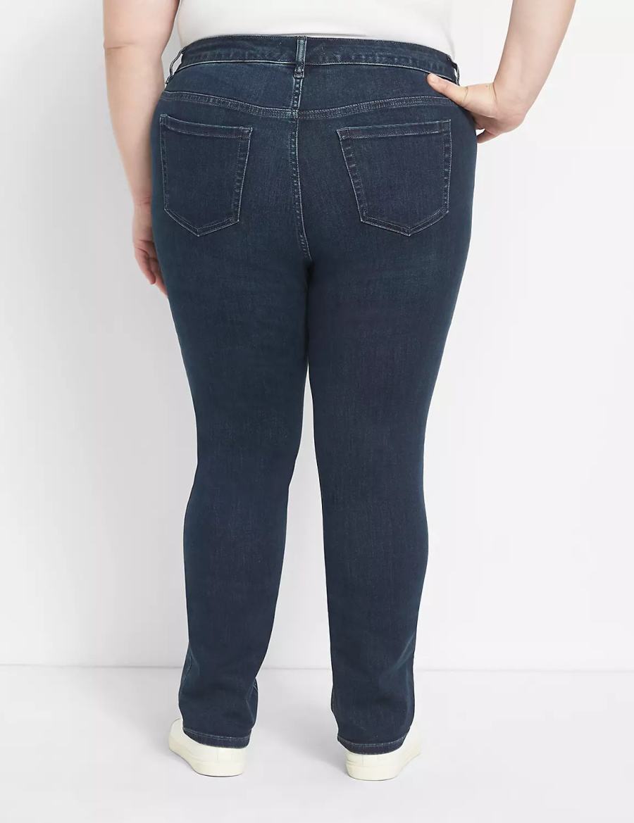 Dark Blue Lane Bryant Straight Fit High-Rise Straight Women Jeans | UJS2789DG