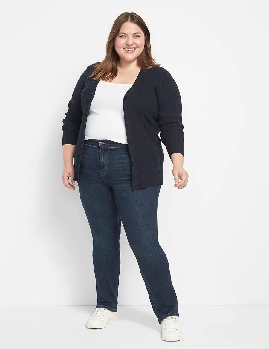 Dark Blue Lane Bryant Straight Fit High-Rise Straight Women Jeans | UJS2789DG