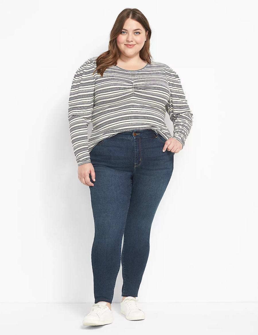 Dark Blue Lane Bryant Straight Fit High-Rise Skinny Women Jeans | FLR1413CL