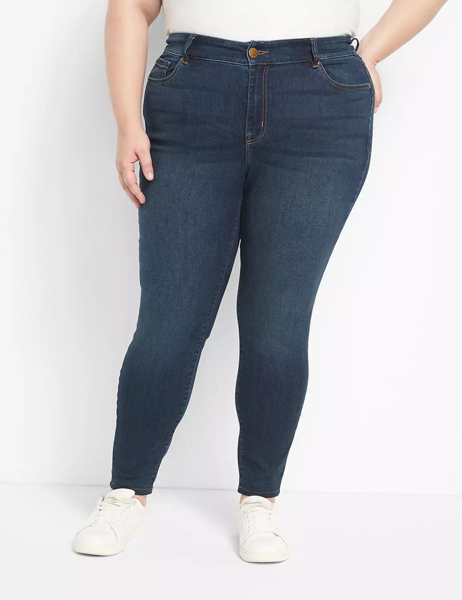 Dark Blue Lane Bryant Straight Fit High-Rise Skinny Women Jeans | FLR1413CL