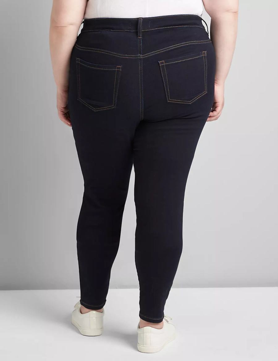 Dark Blue Lane Bryant Straight Fit High-Rise Sateen Skinny Women Jeans | RSN732DN