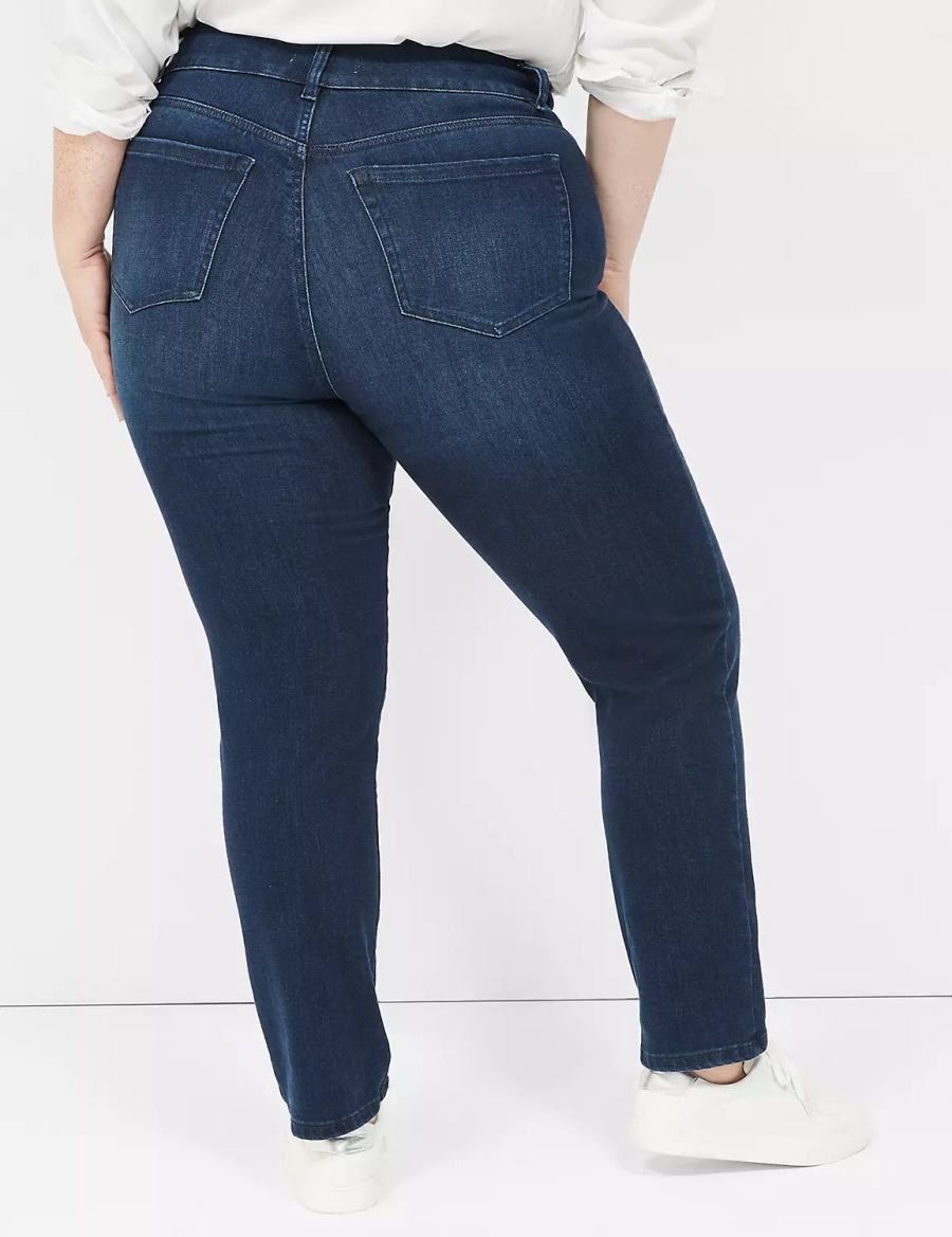 Dark Blue Lane Bryant Tighter Tummy Fit High-Rise Straight Women Jeans | DEN3085GT