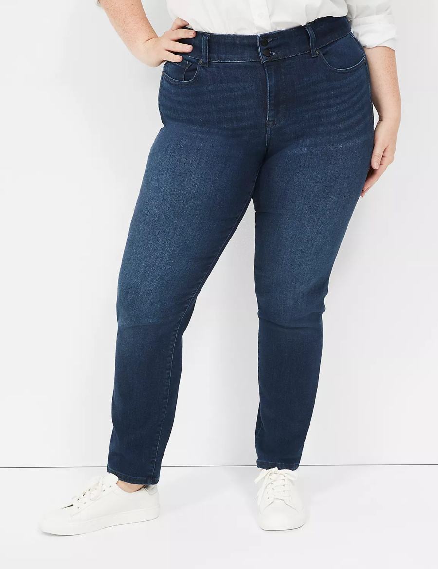 Dark Blue Lane Bryant Tighter Tummy Fit High-Rise Straight Women Jeans | DEN3085GT