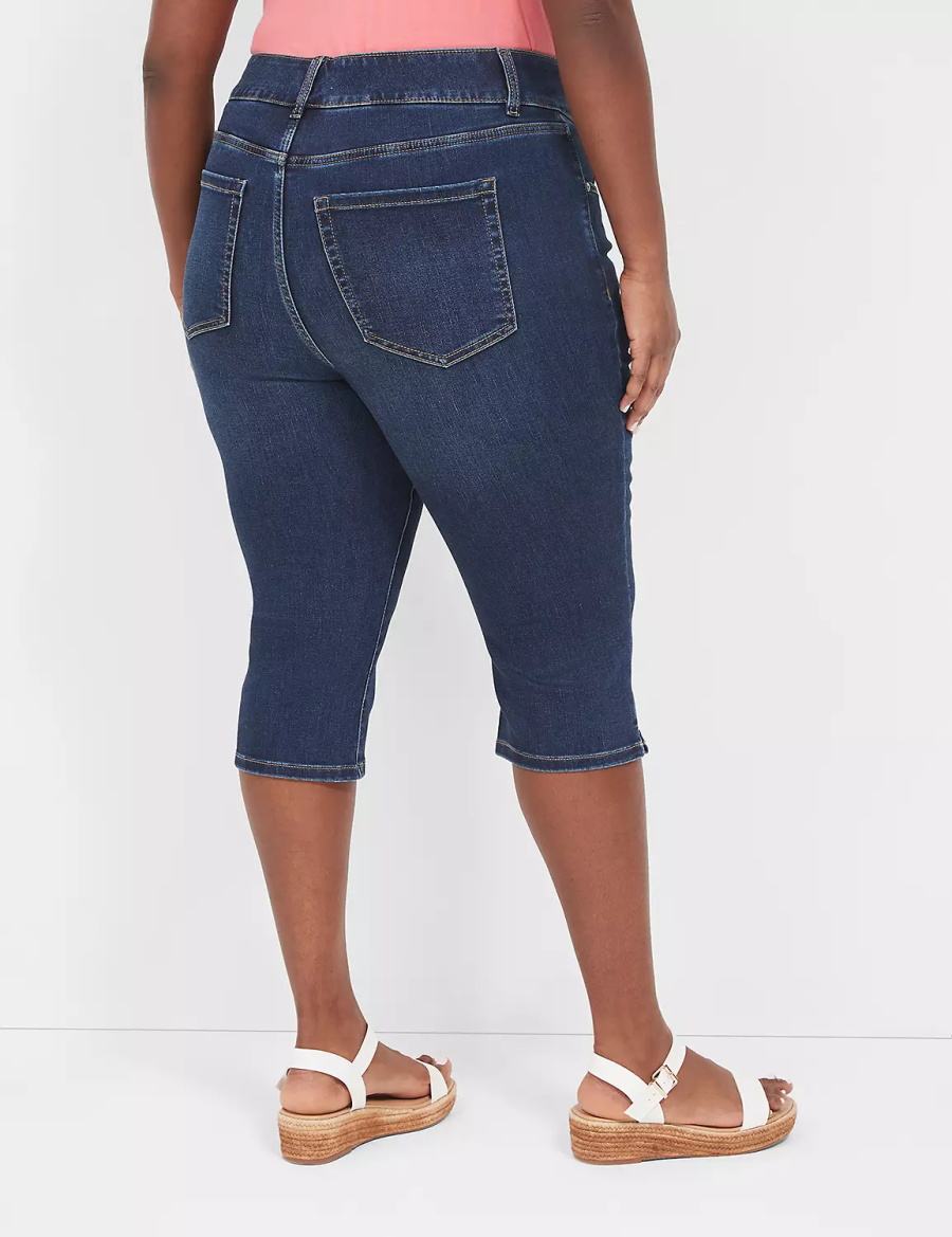 Dark Blue Lane Bryant Tighter Tummy Fit High-Rise Pedal Women Jeans | NLM7295NV