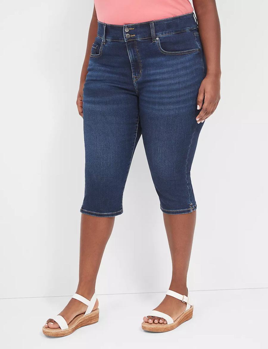 Dark Blue Lane Bryant Tighter Tummy Fit High-Rise Pedal Women Jeans | NLM7295NV