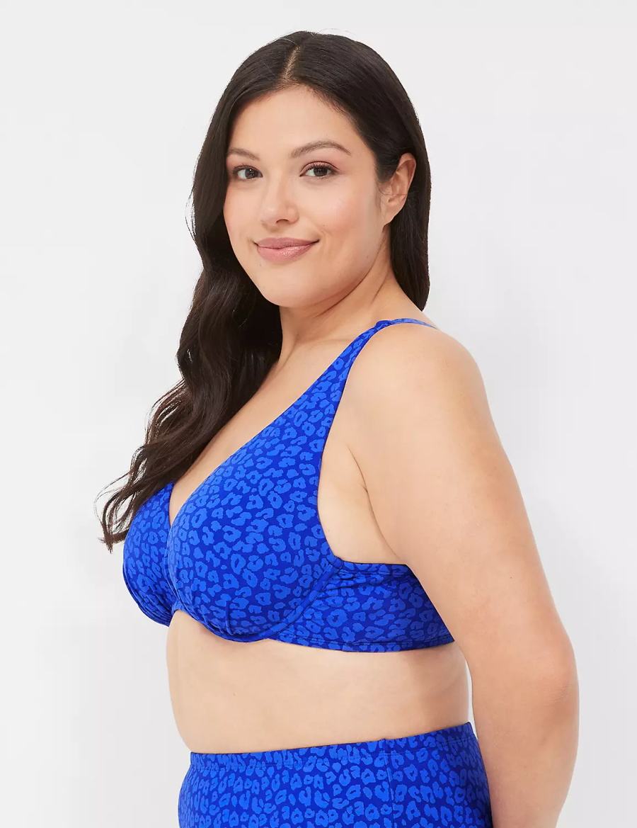 Dark Blue Lane Bryant Underwire Plunge Women Bikini Top | JLW6472FT