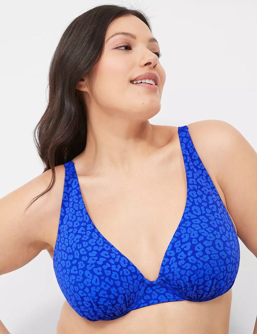 Dark Blue Lane Bryant Underwire Plunge Women Bikini Top | JLW6472FT