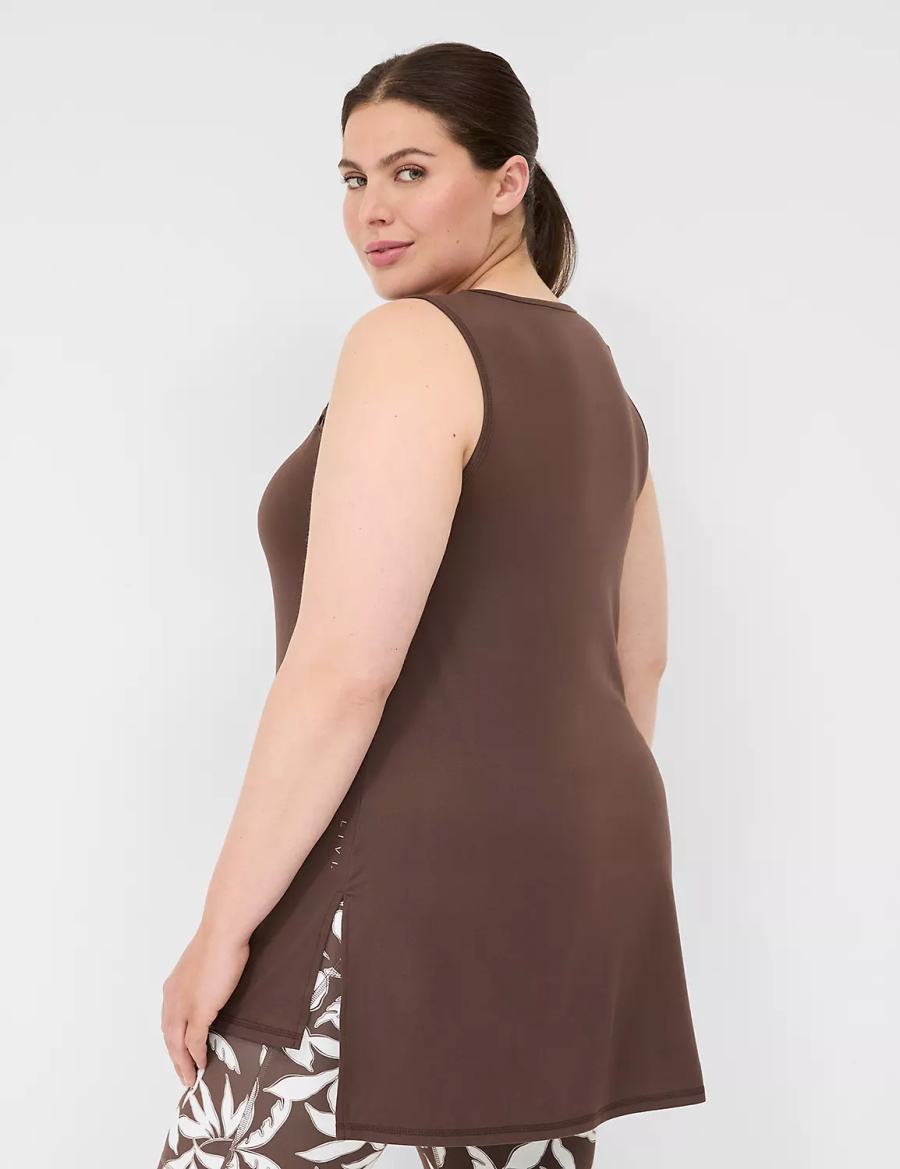 Dark Brown Lane Bryant LIVI Crew-Neck Macrame Women Tank Top | RJW9154NA