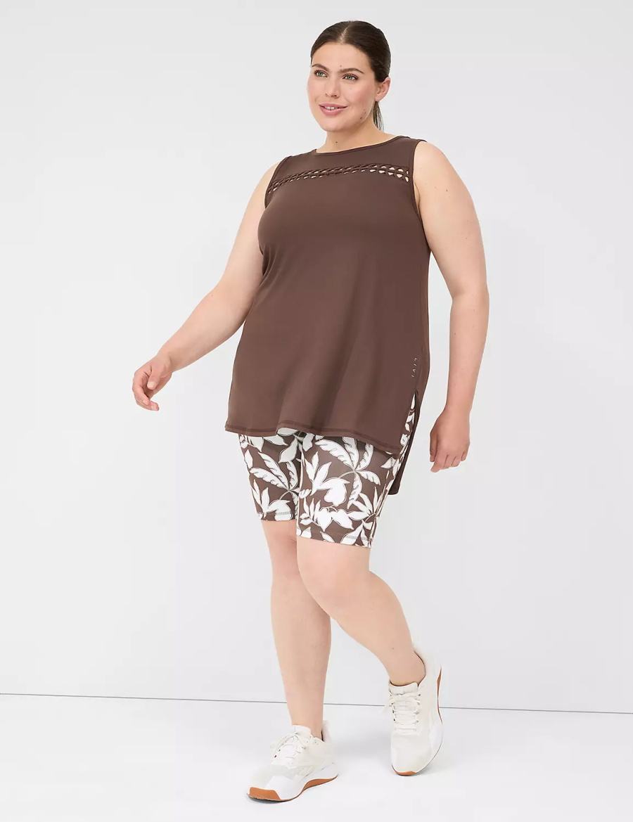 Dark Brown Lane Bryant LIVI Crew-Neck Macrame Women Tank Top | RJW9154NA