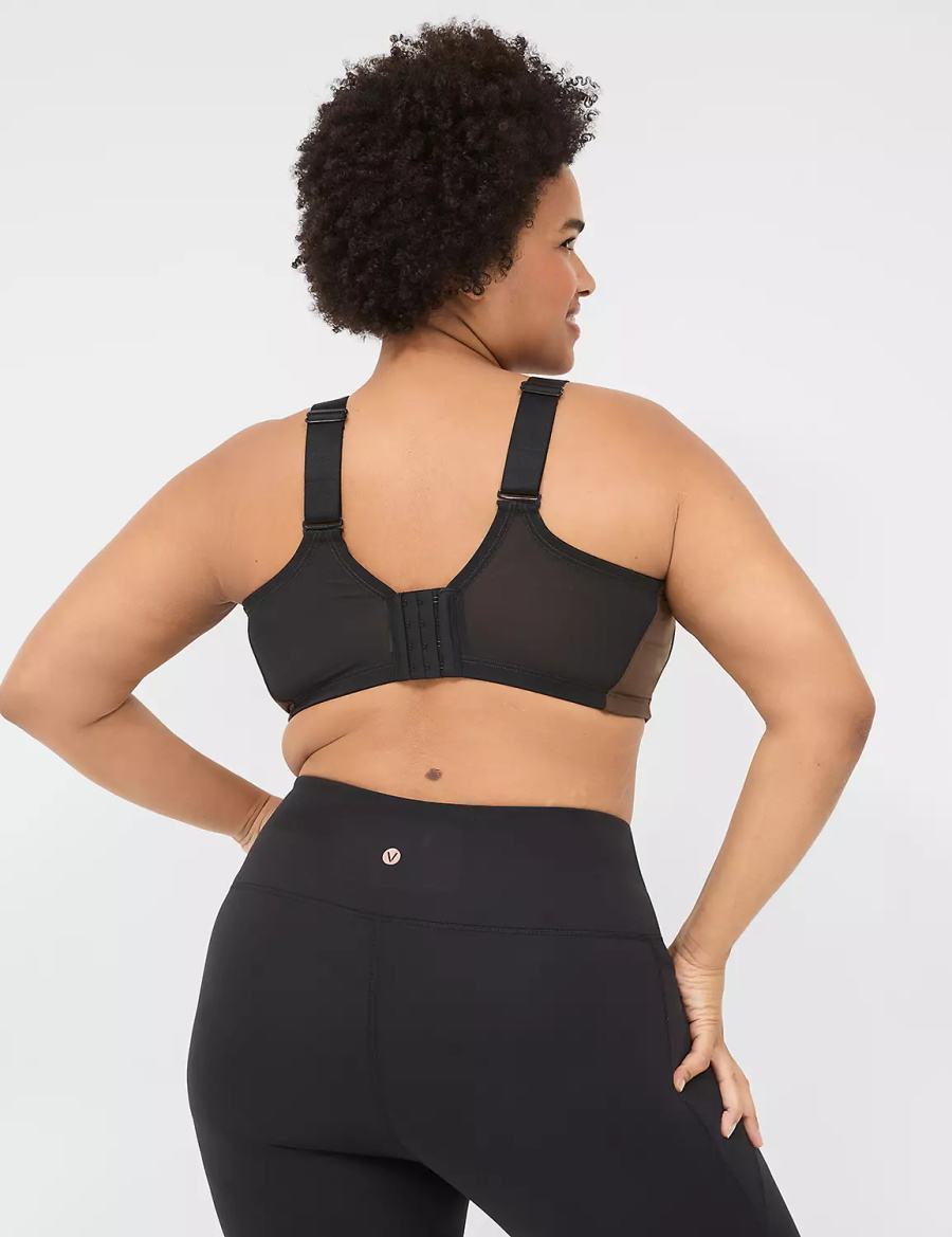 Dark Brown Lane Bryant LIVI Wireless Medium-Impact Wicking Women Sports Bra | ABY9696NJ