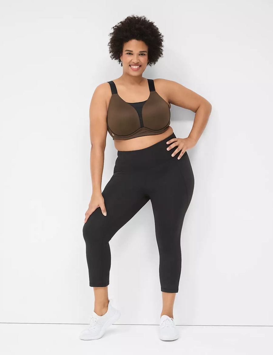 Dark Brown Lane Bryant LIVI Wireless Medium-Impact Wicking Women Sports Bra | ABY9696NJ