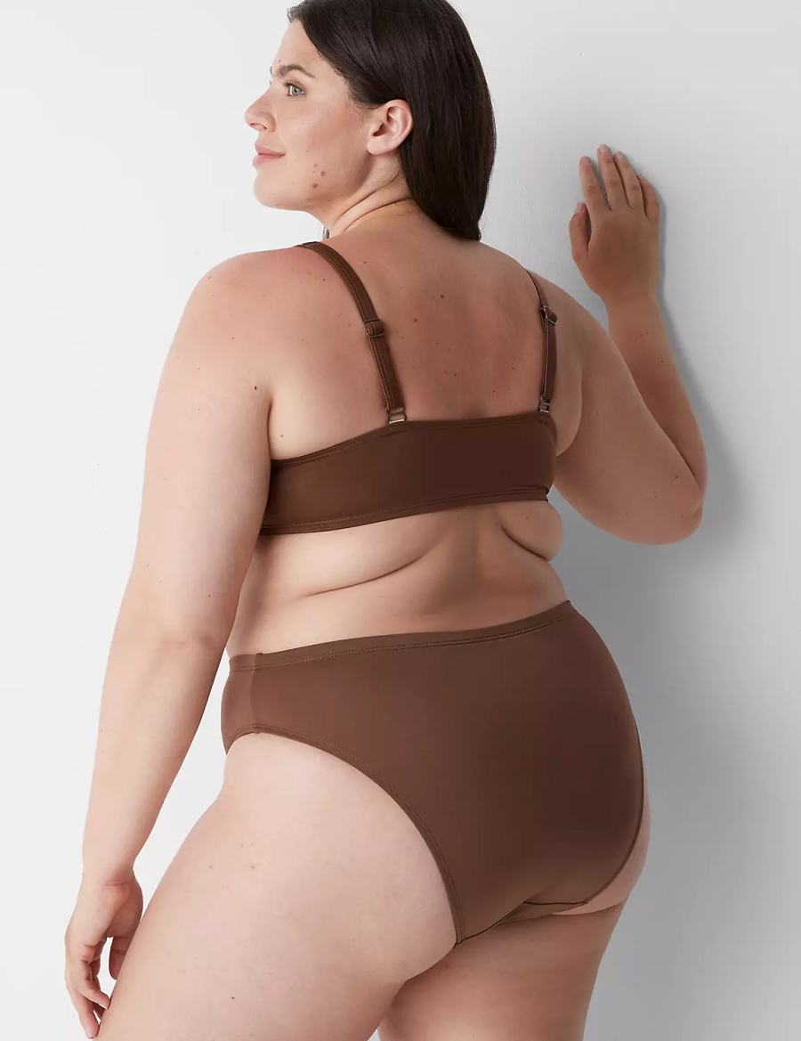 Dark Brown Lane Bryant Midi High-Leg Cheeky Swim Women Bikini Bottom | CWT9835NQ