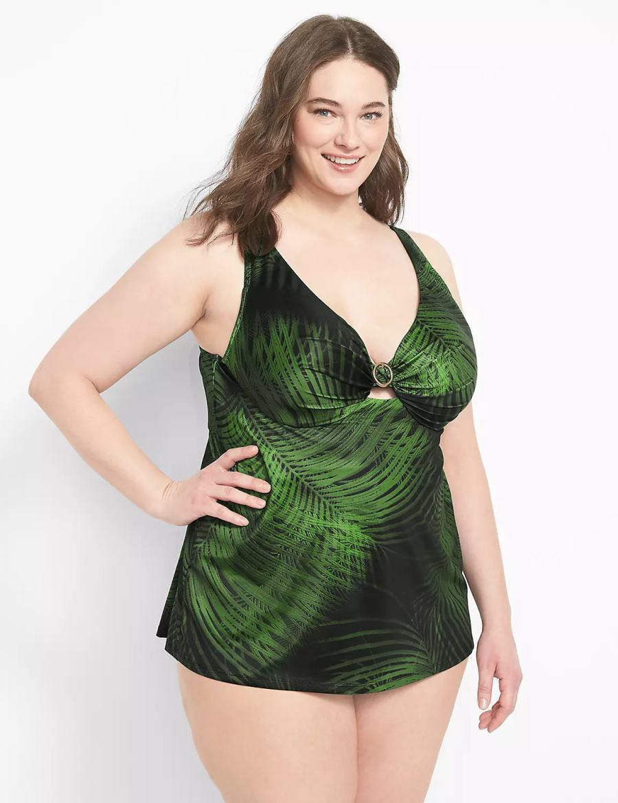 Dark Green Lane Bryant Convertible High-Waist Swim Women Briefs | MOM1714AQ