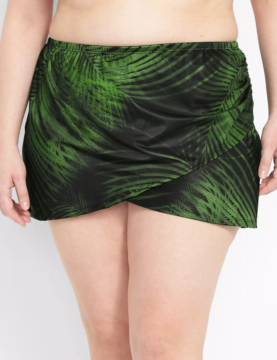 Dark Green Lane Bryant Faux-Wrap Swim Women Skirts | FLF1497MC