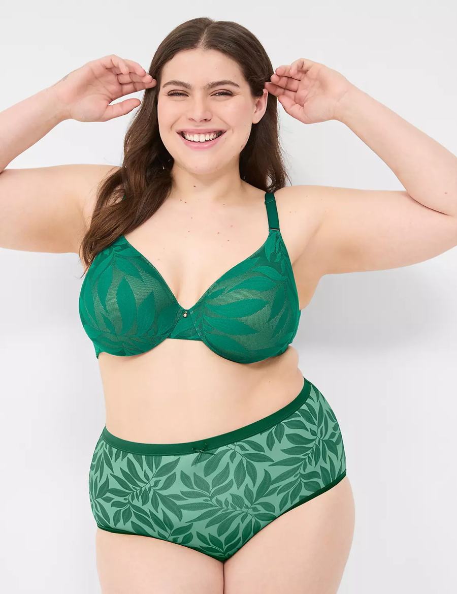 Dark Green Lane Bryant Invisible Lace Backsmoother Full Coverage Women Bralettes | ZZW29100HQ