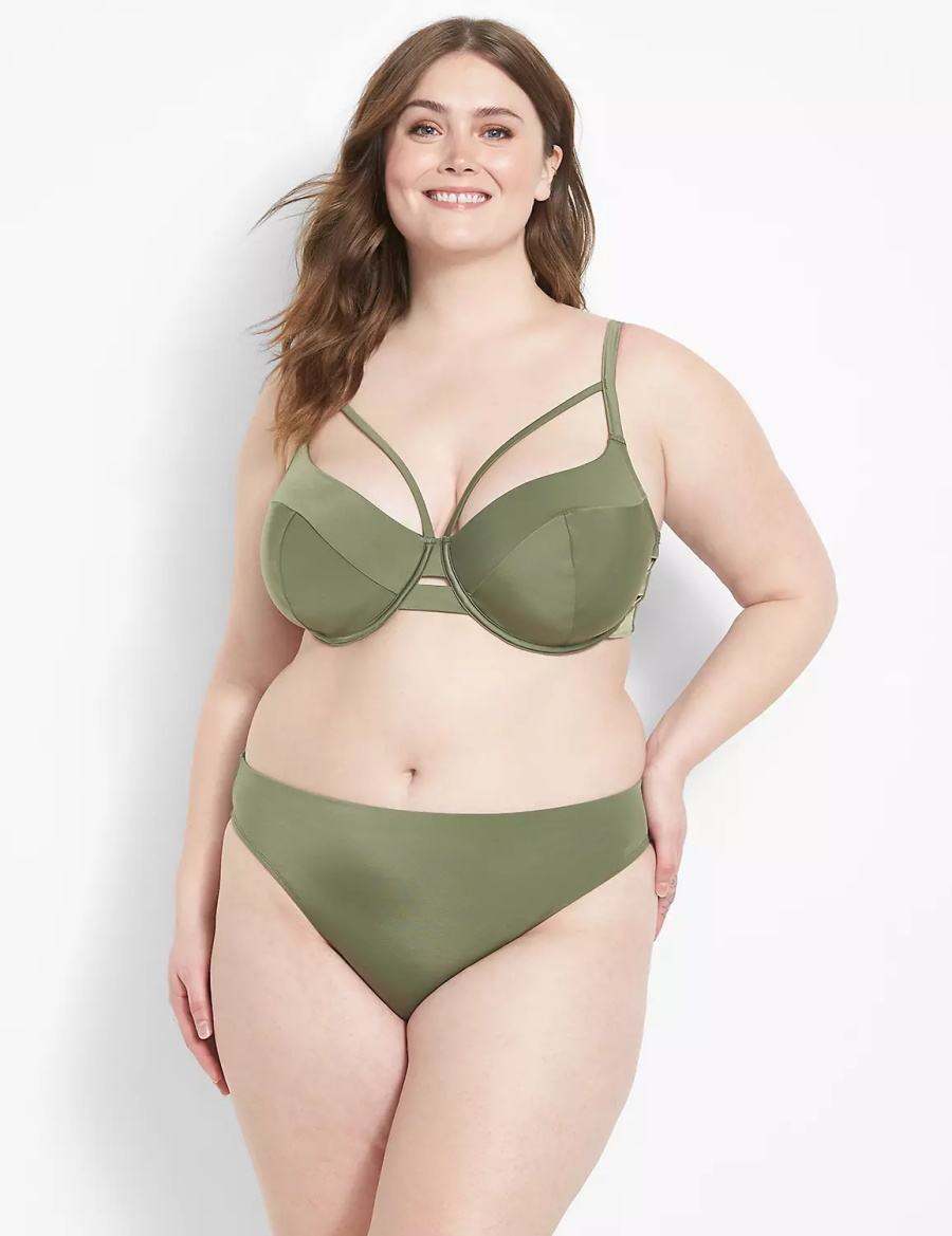 Dark Green Lane Bryant Tanga Swim Women Briefs | HEN2140XQ