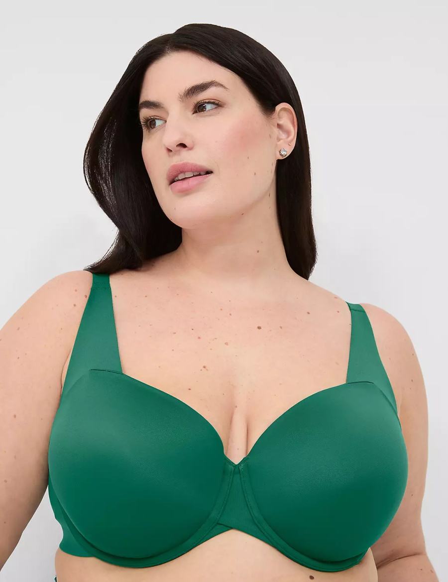 Dark Green Lane Bryant Totally Smooth Lightly Lined Women Balconette Bra | ISG7245SL