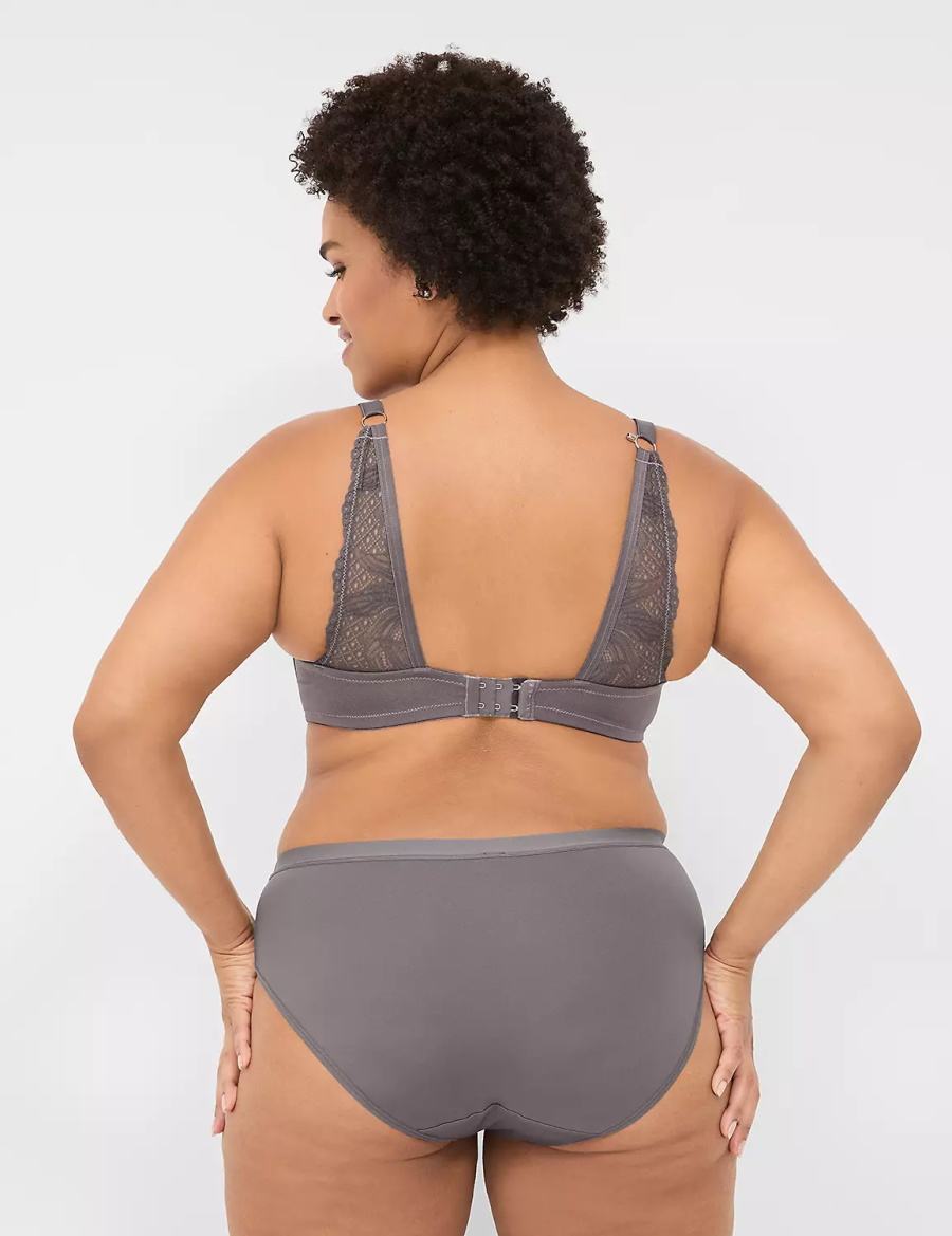 Dark Grey Lane Bryant Boost Plunge With Lace Women Bralettes | TTC4687OO