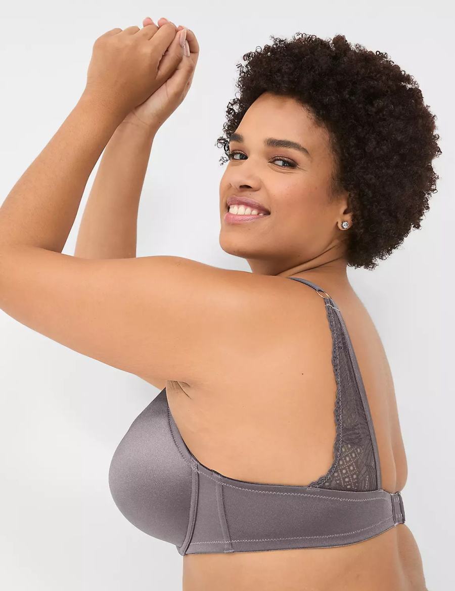 Dark Grey Lane Bryant Boost Plunge With Lace Women Bralettes | TTC4687OO