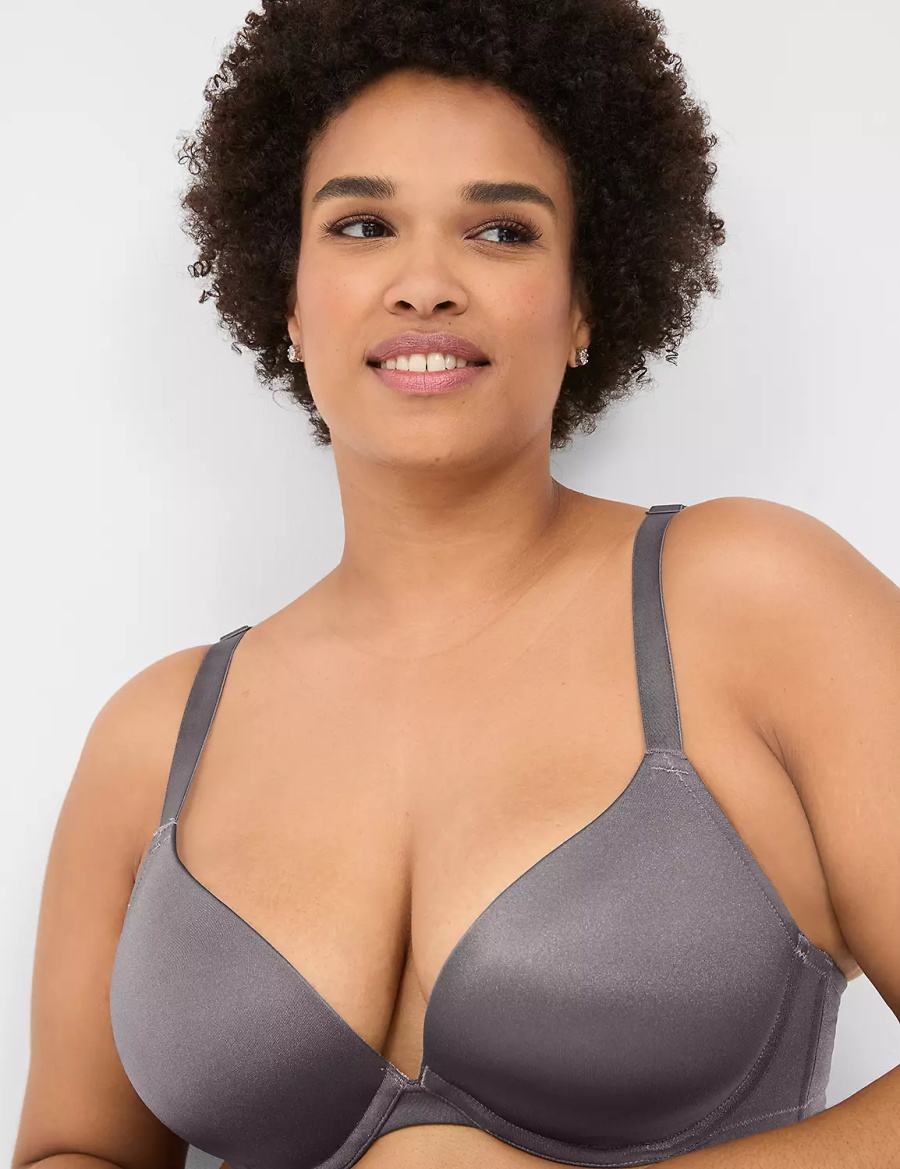 Dark Grey Lane Bryant Boost Plunge With Lace Women Bralettes | TTC4687OO