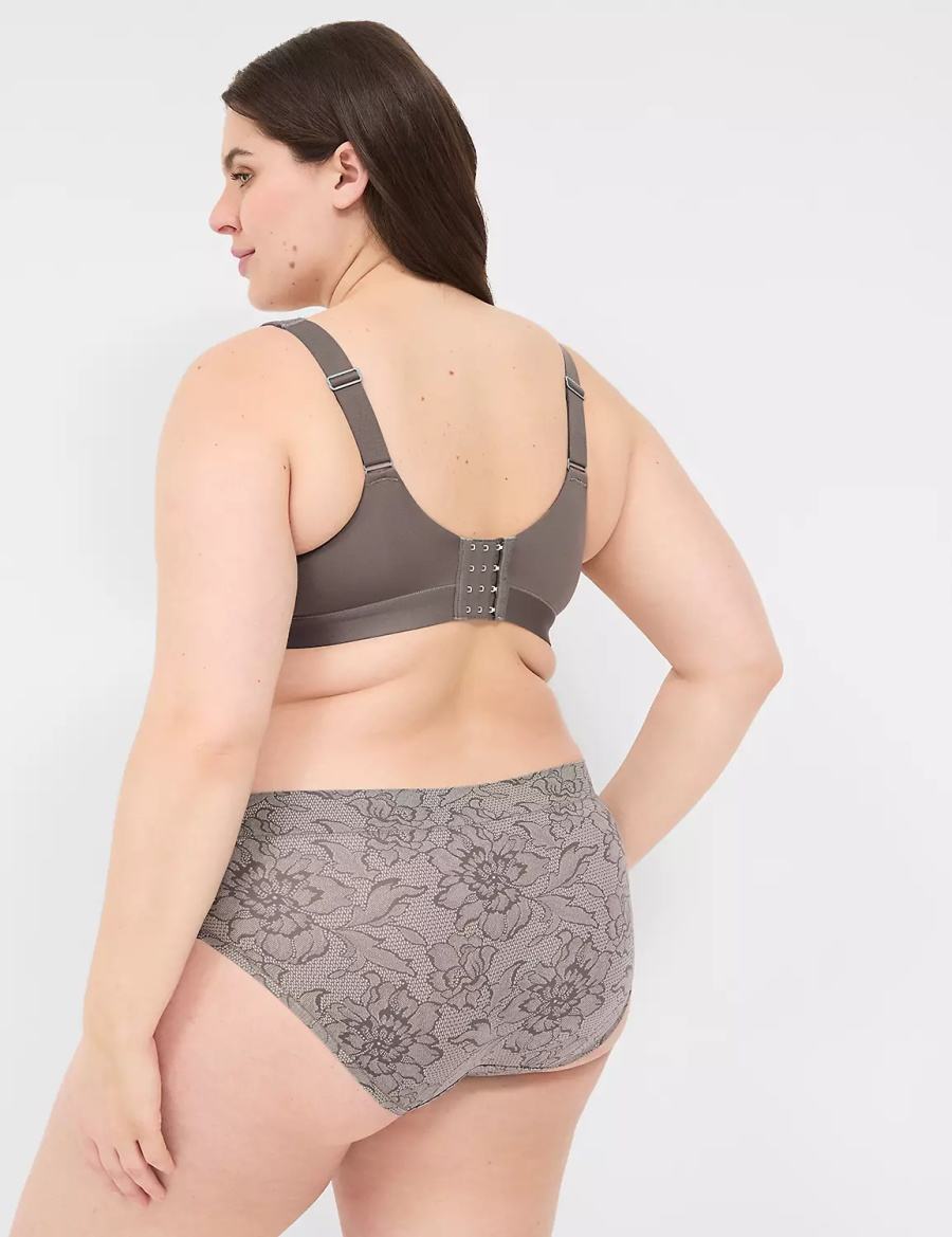 Dark Grey Lane Bryant Comfort Bliss Lightly Lined With Lace Women Balconette Bra | HAE6775ZB