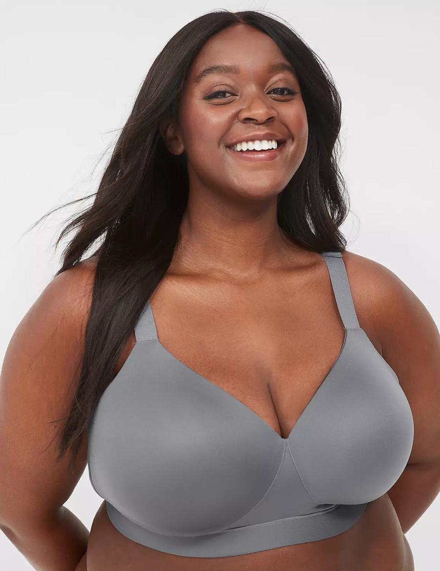 Dark Grey Lane Bryant Comfort Bliss No-Wire Lounge Women Bralettes | NZX4542RX