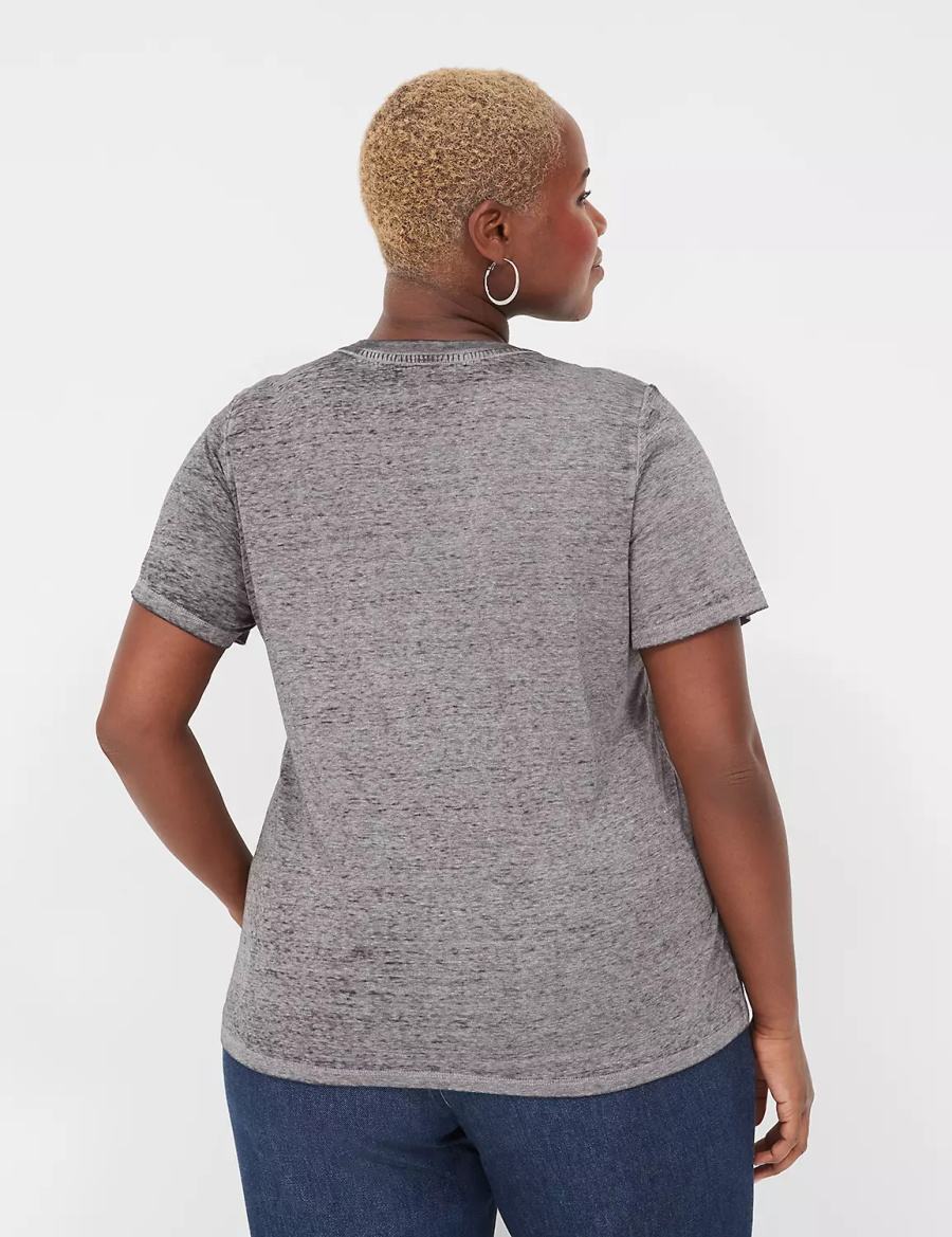 Dark Grey Lane Bryant Kindness Always Matters Burnout Graphic Tee Women T Shirts | MLA8187GT